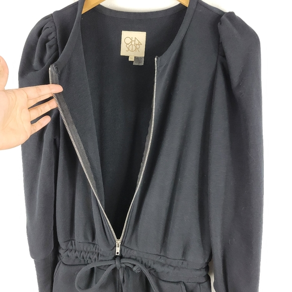 New Chaser Puff Sleeve Zip Up Drawstring Sweatsuit Jogger Jumpsuit - Picture 5 of 14